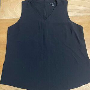Sleeveless Crepe Black Top, XL